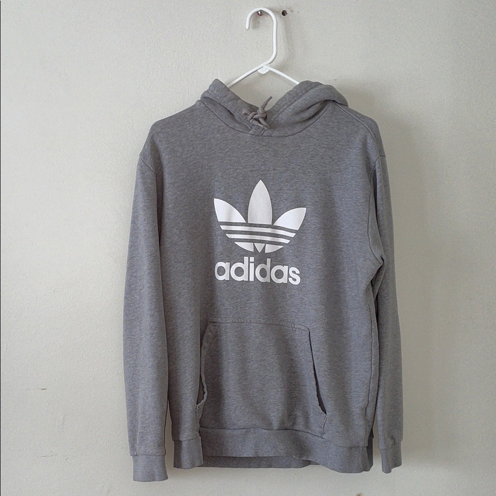 Adidas Men's Gray Hoodie with Logo